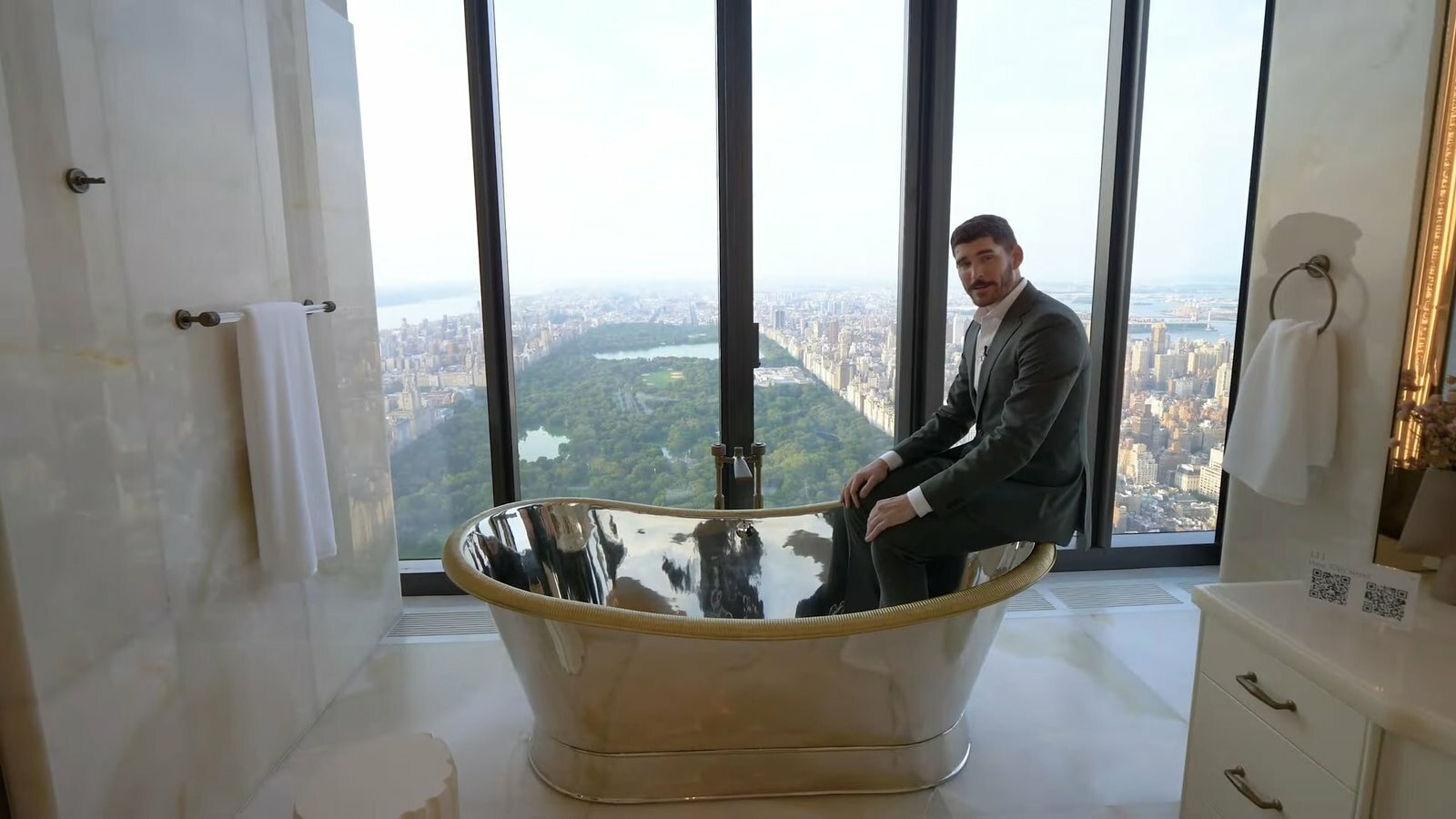 Costly Silver Shining Bathtub Inside Billionaires Penthouse