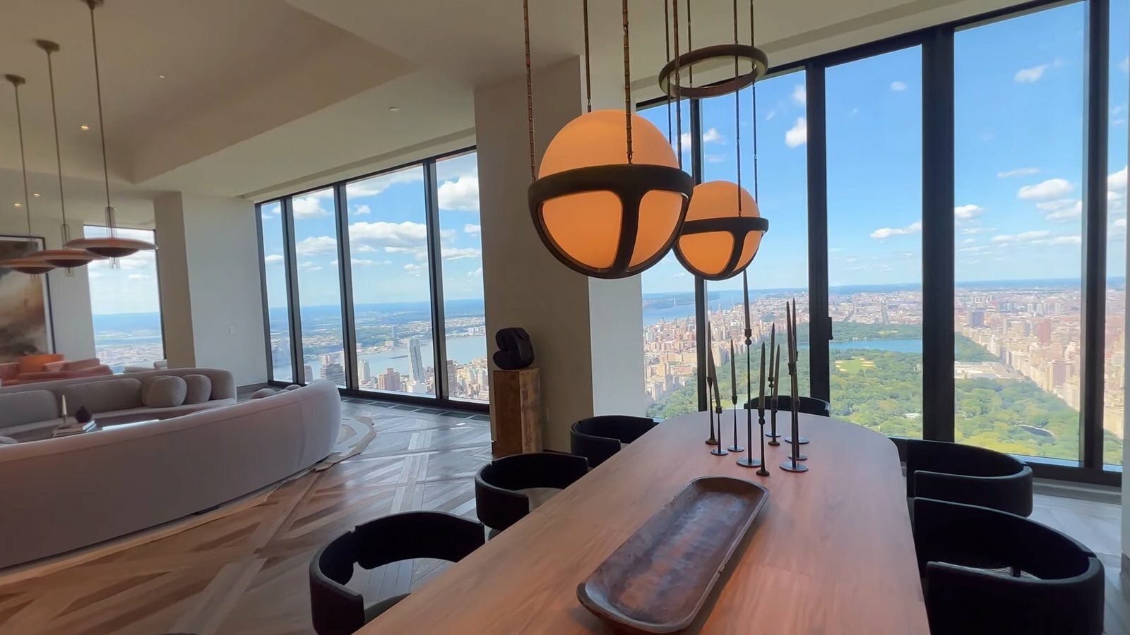 Dinner Table Round Mounted Ceiling Lamp Inside Billionaires Penthouse
