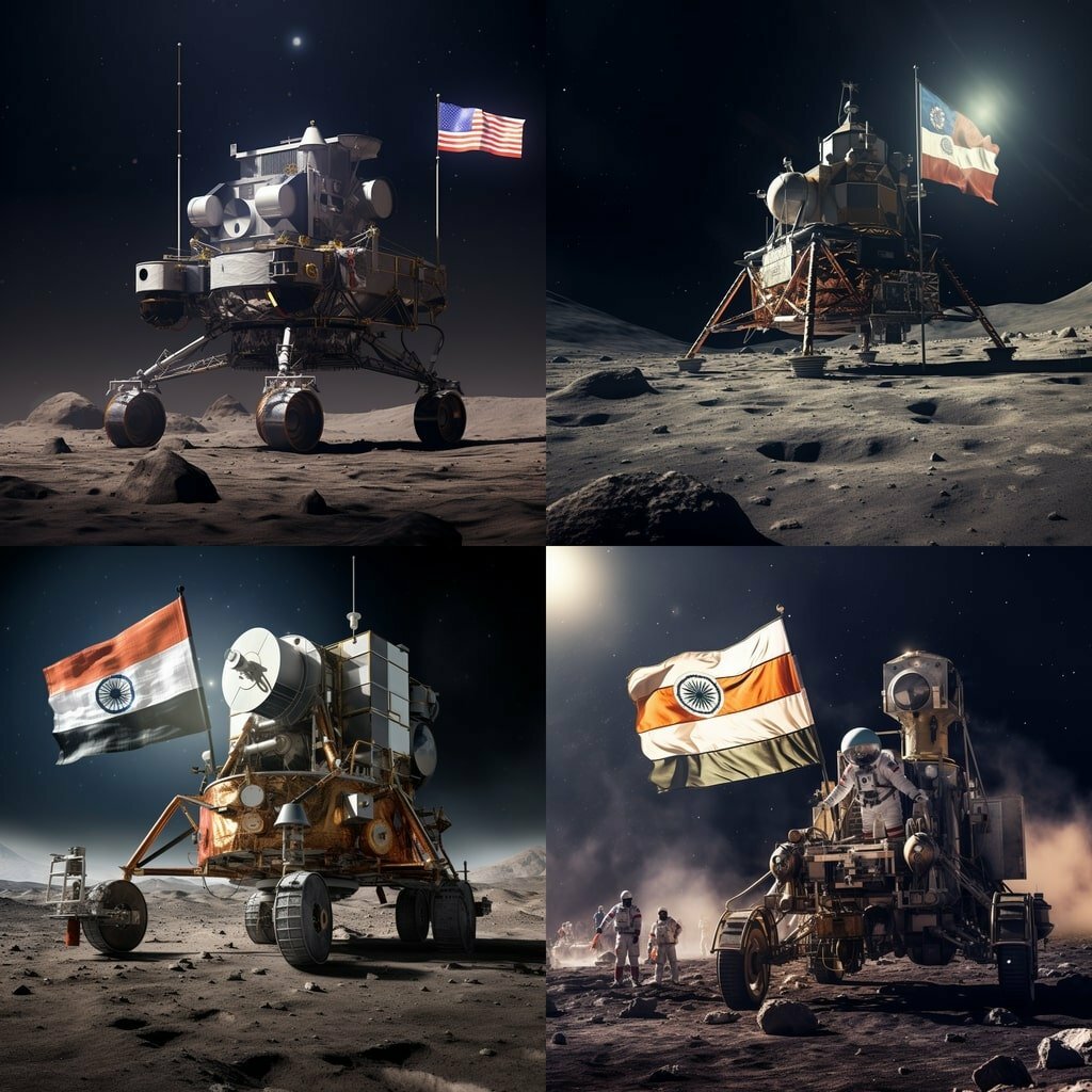 India shoots for the Moon with Chandrayaan-3 lunar lander (Image made by Midjourney AI)
