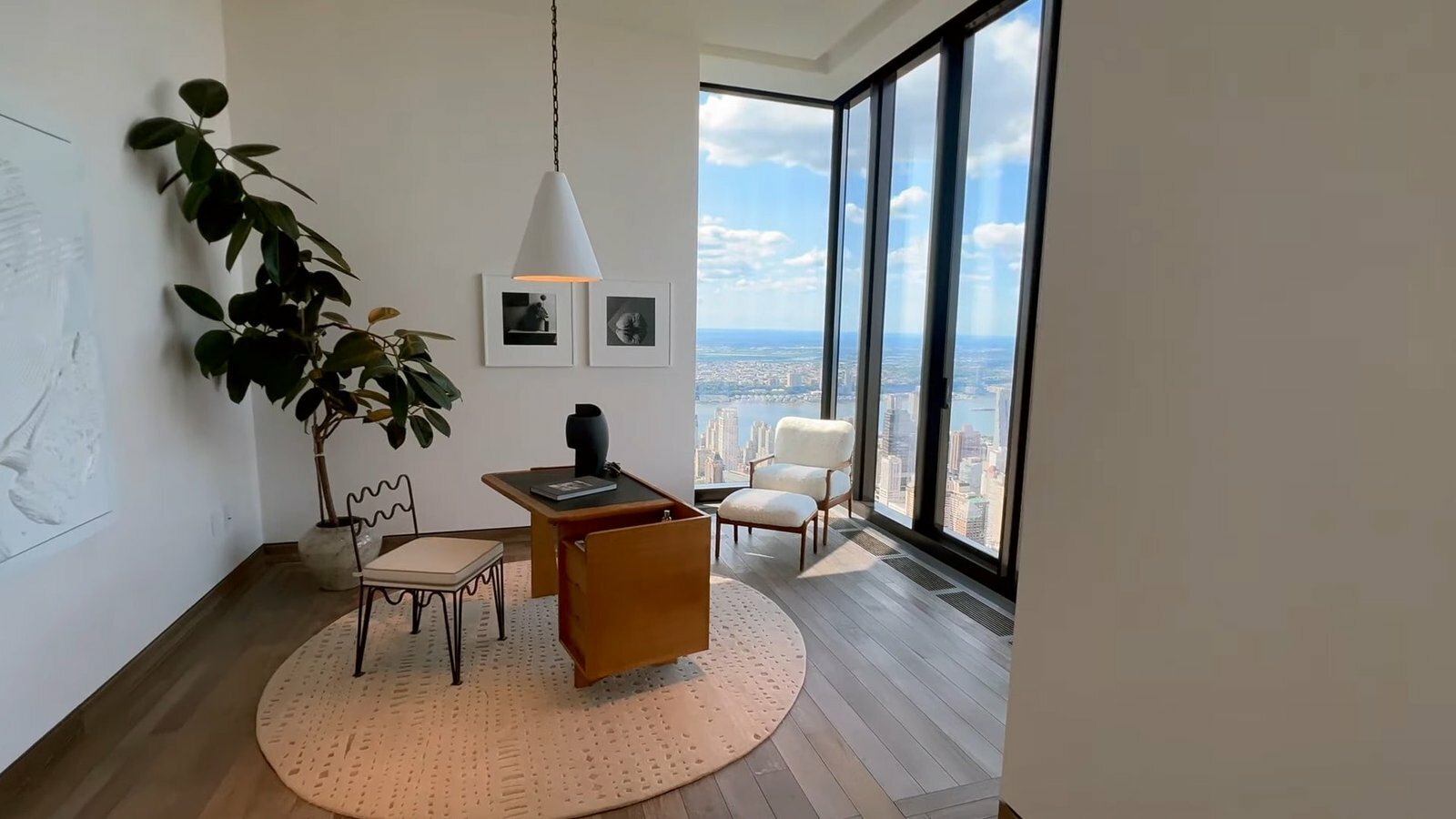 Small Office Top Floor Window View Inside Billionaires Penthouse